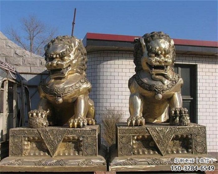青銅獅子雕塑提供，鑄造藝術，中式蹲獅雕塑通用