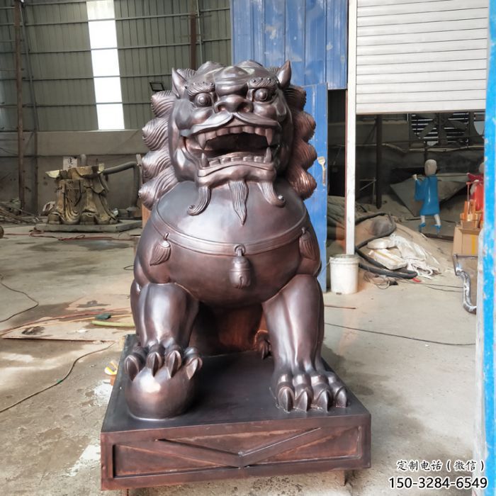 紫銅獅子雕塑提供，露天雕塑，蹲獅雕塑生產承接