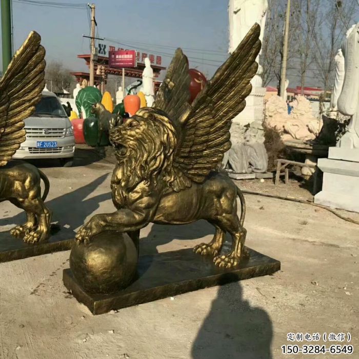 大型獅子雕塑公司，花園小品，飛獅雕塑裝飾提供