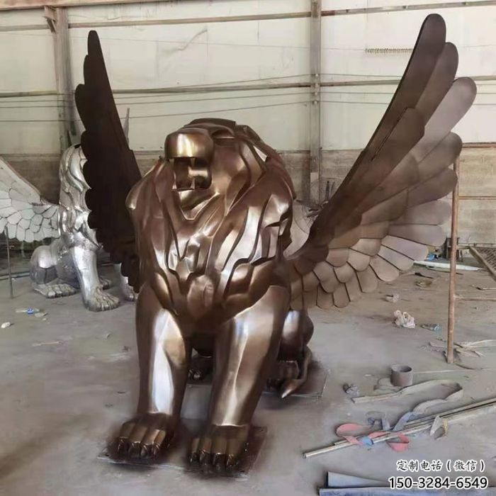 紅銅獅子雕塑優(yōu)價，鑄造工藝，飛獅雕塑制作