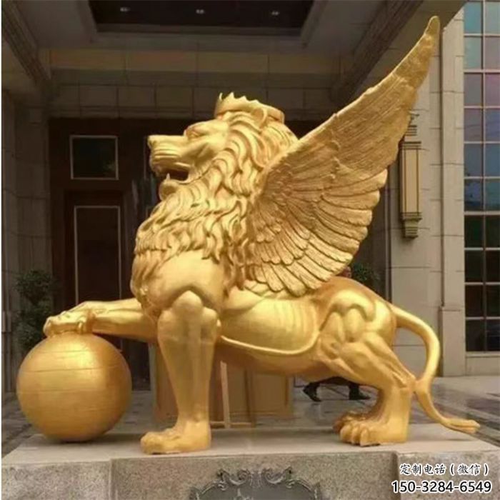 戶外獅子雕塑通用，鑄銅藝術(shù)，黃銅飛獅雕塑供應(yīng)