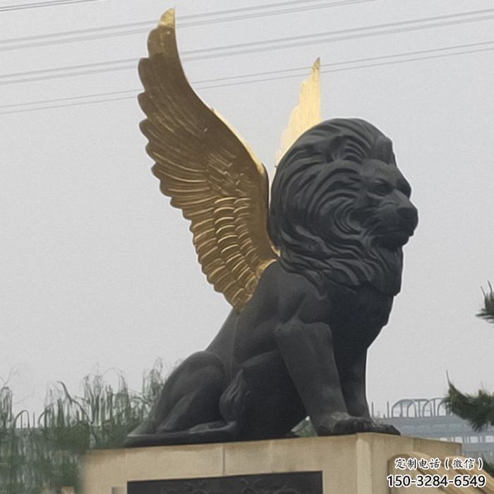 金屬獅子雕塑通用，城市雕塑，大型飛獅雕塑指用