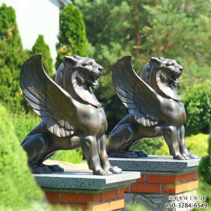 鑄銅獅子雕塑批發(fā)，標(biāo)識雕塑，展示飛獅雕塑優(yōu)選