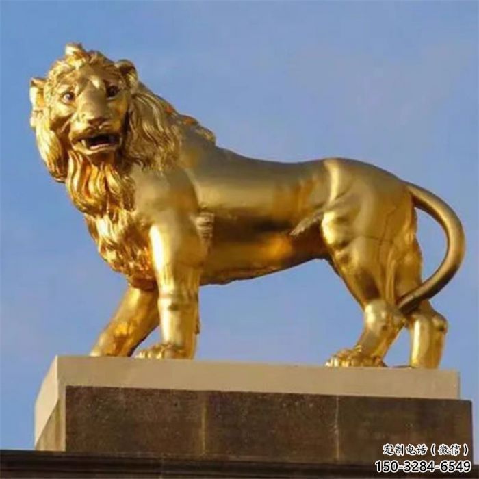室外獅子雕塑展品，公園小品，城市鎏金獅子雕塑供需