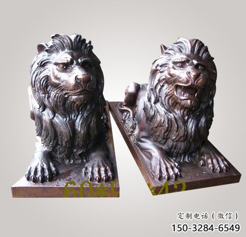 制造獅子雕塑廠家，鑄銅組合，趴獅雕塑工程制作