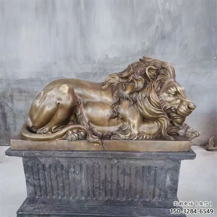 鑄銅獅子雕塑供求，景觀裝飾雕塑，戶外趴獅雕塑制造商