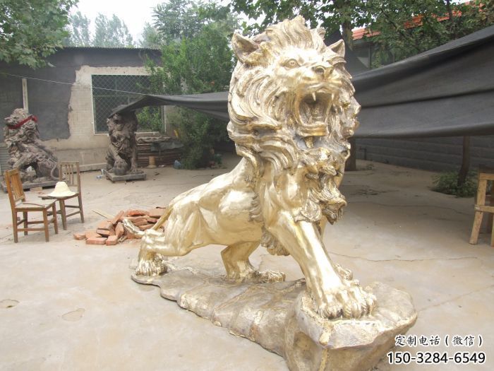 地產(chǎn)獅子雕塑點(diǎn)擊，景觀雕塑，黃銅走獅雕塑供求