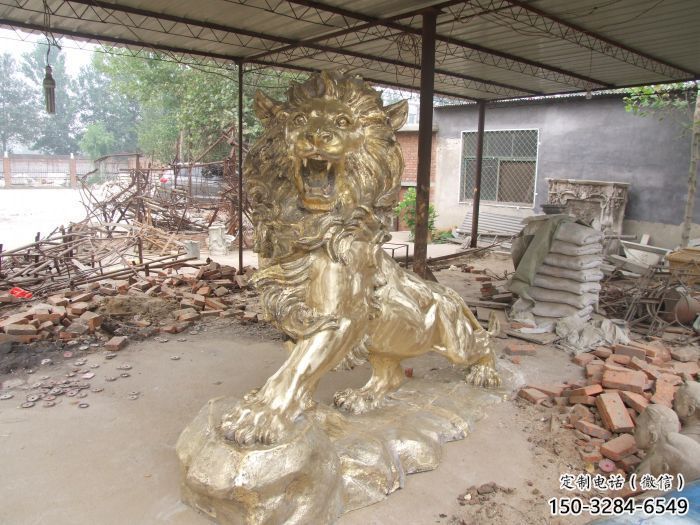 門口獅子雕塑點(diǎn)擊，地標(biāo)動(dòng)物擺件，走獅雕塑承接
