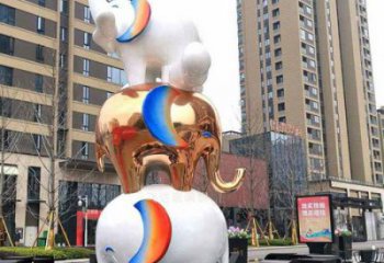 金屬大象雕塑承接，陸地擺件，廣場卡通大象雕塑制造商