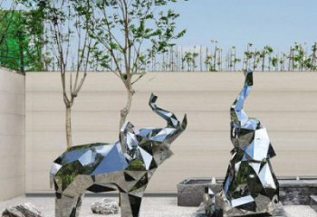 鏡面大象雕塑展品，亮面效果制作，切面大象雕塑精品