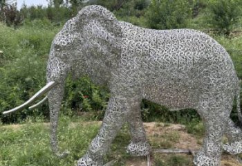 公園大象雕塑定做，小區(qū)擺件，鏤空大象雕塑制作