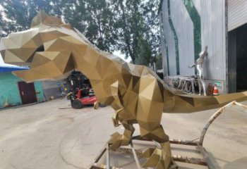 景觀恐龍雕塑供應(yīng)，公園雕塑，金屬幾何恐龍雕塑制作