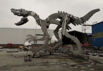 金屬恐龍雕塑制作，陸地擺件，廣場恐龍骨架雕塑制造商