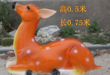 烤漆梅花鹿雕塑，彩繪工藝，玻璃鋼動物雕塑