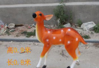 大型小鹿雕塑，彩繪工藝，玻璃鋼動(dòng)物雕塑擺件