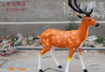 仿真小鹿雕塑，彩繪工藝，玻璃鋼動物雕塑廠家