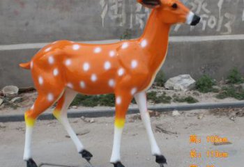 廣場小鹿雕塑，彩繪工藝，玻璃鋼動物雕塑廠家