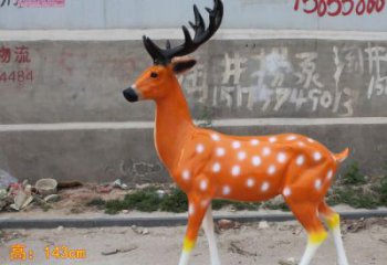 小鹿仿真雕塑，動物美陳小品，玻璃鋼彩繪動物雕塑廠家