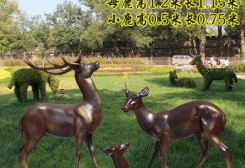 景觀小鹿雕塑選用，景區(qū)案例，純銅仿古雕塑制造商