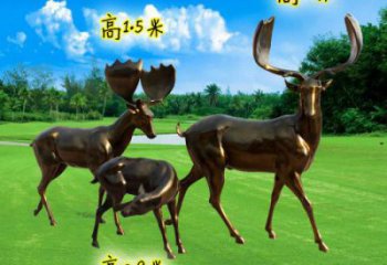 烤漆梅花鹿雕塑，彩繪工藝，玻璃鋼動物雕塑廠家