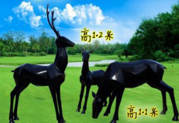 中式小鹿雕塑定價(jià)，街頭雕塑，仿銅小鹿雕塑制作