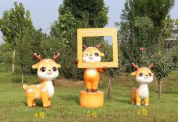 地產(chǎn)小鹿雕塑預(yù)定，露天雕塑，廣場(chǎng)卡通小鹿雕塑制作
