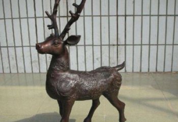 銅梅花鹿雕塑供給，街道標(biāo)識，梅花鹿銅雕塑供應(yīng)