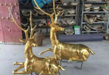 仿古馴鹿雕塑，鍍銅海洋雕塑，鍍銅工藝