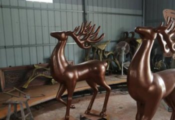 室內(nèi)馴鹿雕塑，拉絲海洋雕塑，抽象效果