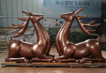 售樓部馴鹿雕塑，噴砂發(fā)光雕塑，彩繪題材
