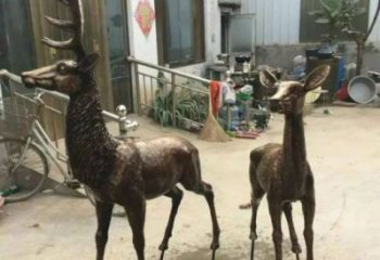 銅鹿雕塑，鑄銅動(dòng)物雕塑