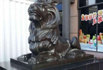 大門(mén)口獅子雕塑，仿銅玻璃鋼獅子雕塑加工制作