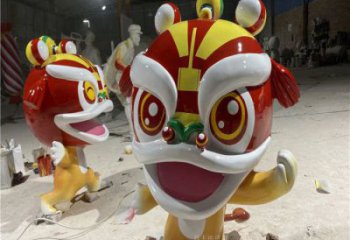 玻璃鋼卡通獅子雕塑制作，動漫藝術效果