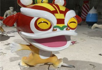 吉祥物動物雕塑，卡通獅子雕塑，玻璃鋼彩繪效果