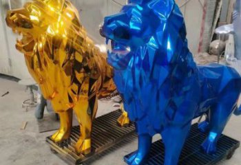 景觀獅子雕塑供應，花園小品，酒店不銹鋼獅子雕塑展品