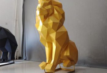 景觀獅子雕塑供應(yīng)，切面動物雕塑，不銹鋼獅子雕塑供求