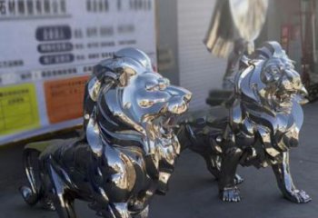 雕塑獅子景觀制造，街景小品，不銹鋼獅子雕塑優(yōu)價