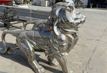 藝術(shù)獅子雕塑觀賞型，街景小品，不銹鋼獅子雕塑常用