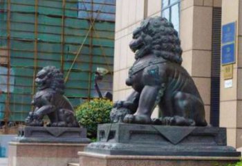 大門口獅子雕塑提供，美陳雕塑，鑄銅蹲獅雕塑承接