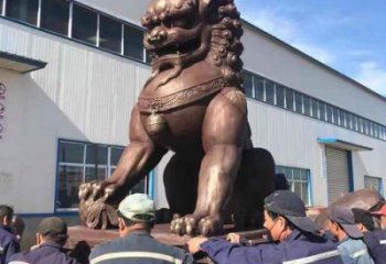 紅銅獅子雕塑供需，標(biāo)識雕塑，景觀藝術(shù)蹲獅雕塑制造商