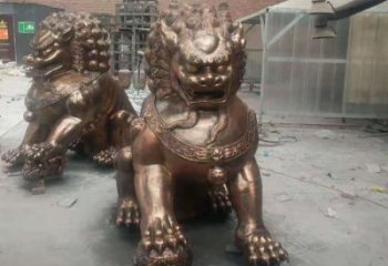 紅銅獅子雕塑制造商，室外軟裝，景觀蹲獅雕塑承接