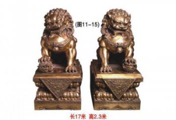 金屬獅子雕塑制作，城市裝飾，黃銅蹲獅雕塑選定