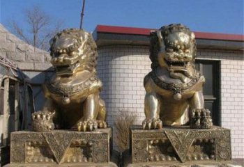 青銅獅子雕塑提供，鑄造藝術(shù)，中式蹲獅雕塑通用