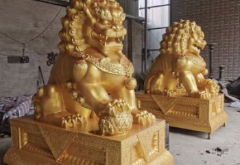獅子雕塑制造商，黃銅動物小品，鑄銅蹲獅雕塑定制