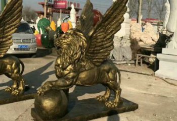 大型獅子雕塑公司，花園小品，飛獅雕塑裝飾提供