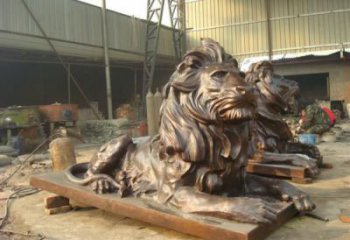 雕塑獅子景觀精選，中式工藝，園林趴獅雕塑供給