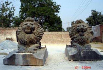 戶外獅子雕塑優(yōu)價，景觀概念，趴獅雕塑制作精品