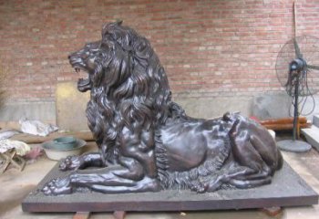 園林獅子雕塑觀賞型，美陳雕塑，大型趴獅雕塑展品