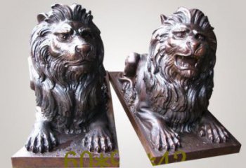 制造獅子雕塑廠家，鑄銅組合，趴獅雕塑工程制作