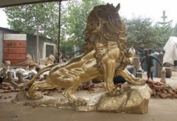 大型獅子雕塑精品，標識雕塑，鑄銅走獅雕塑選用